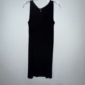 Eileen Fisher Scoop Neck Black Jersey Flowy Knee Length Dress Petite M #900